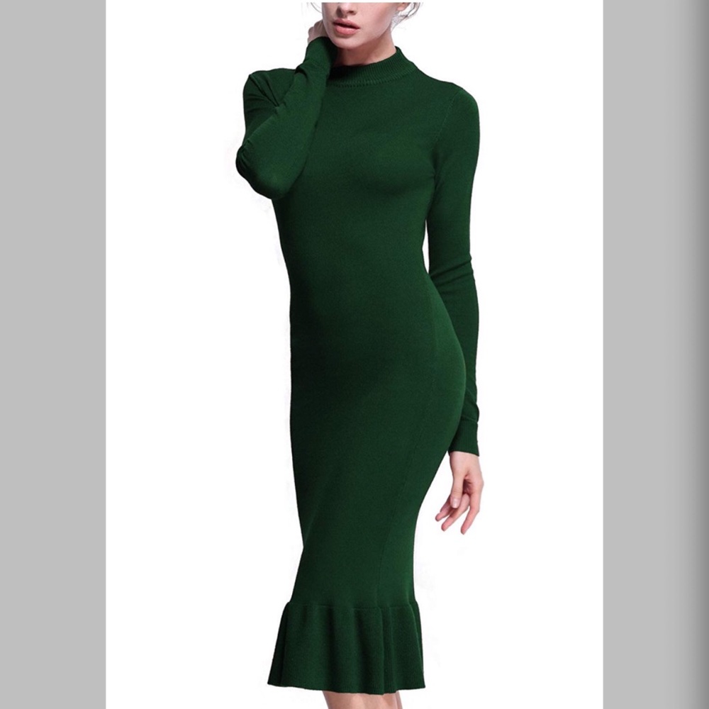 Olive green mermaid sweater dress 👗 🧜‍♀️
